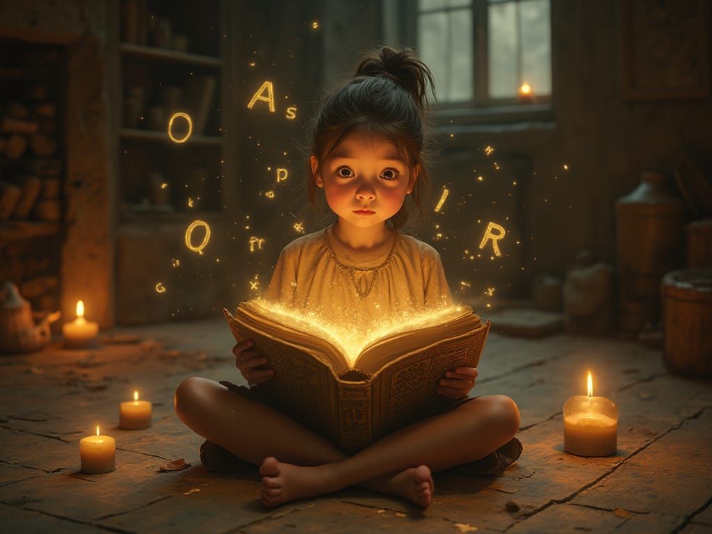 Enchanted Girl Amidst Whispers of Wonder