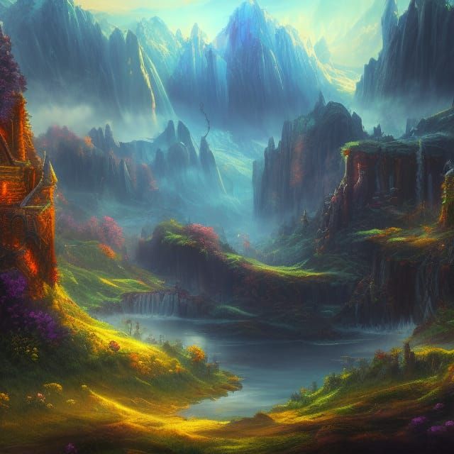Fantastical Landscape in Detailed Matte Painting
