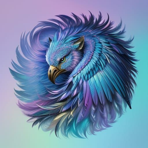 Vibrant, Hyperrealistic Creature with Iridescent Fur and Fea...