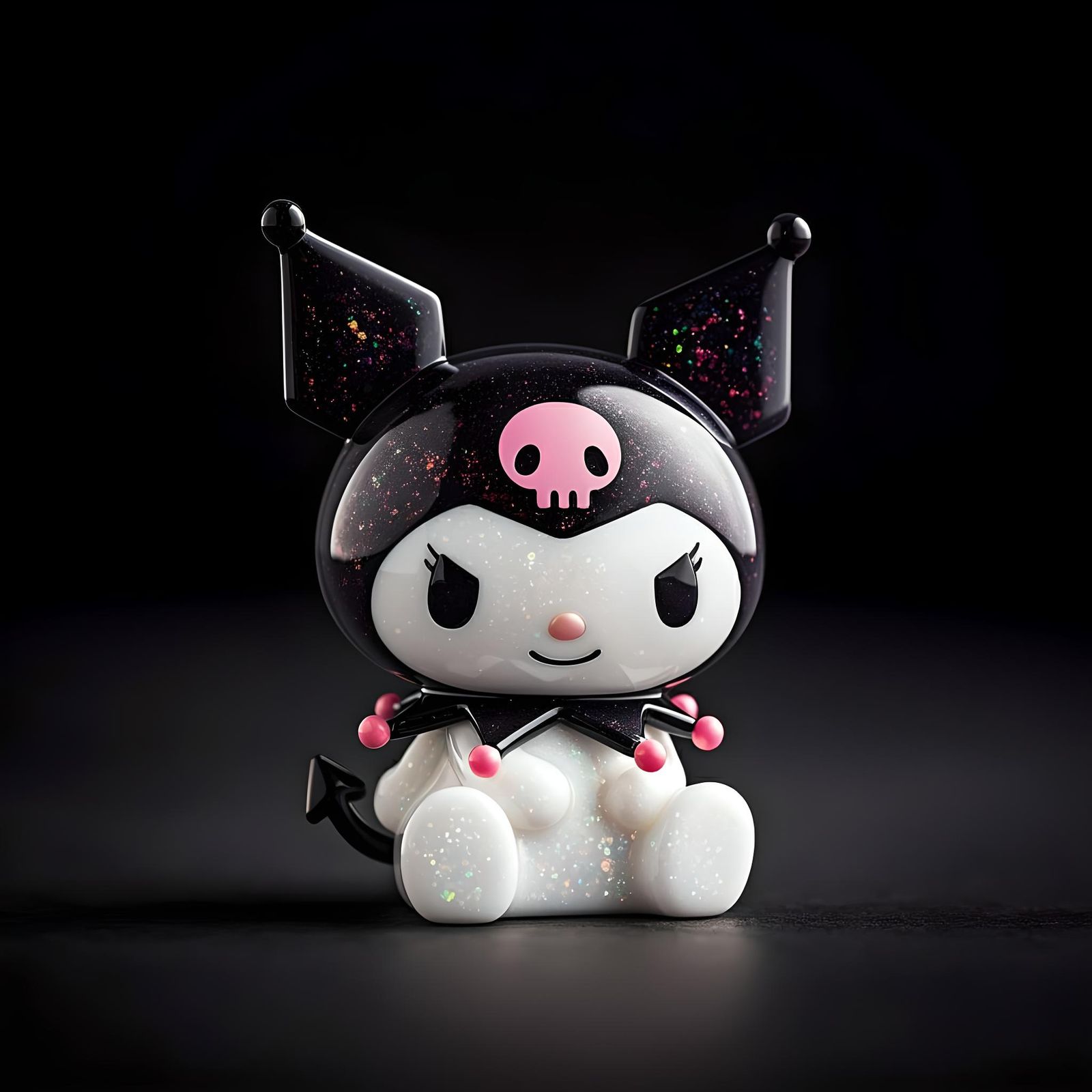 enameled glass sculpture of kuromi