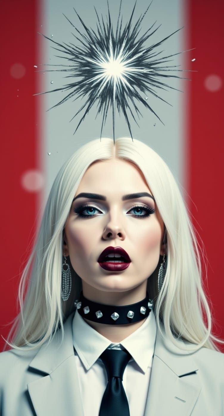 Gritty Blonde with Shattered Glass Background