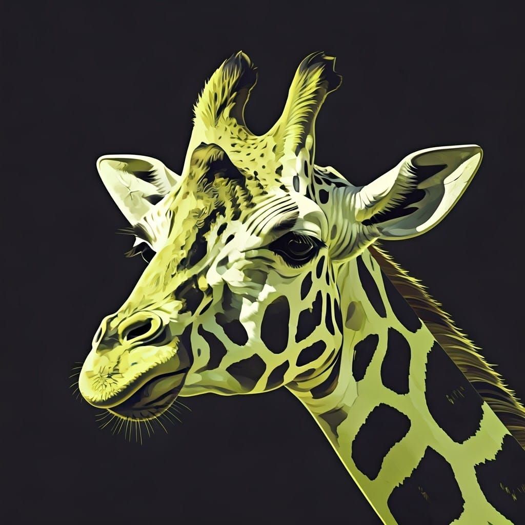 Stylized Giraffe in Lime and Charcoal