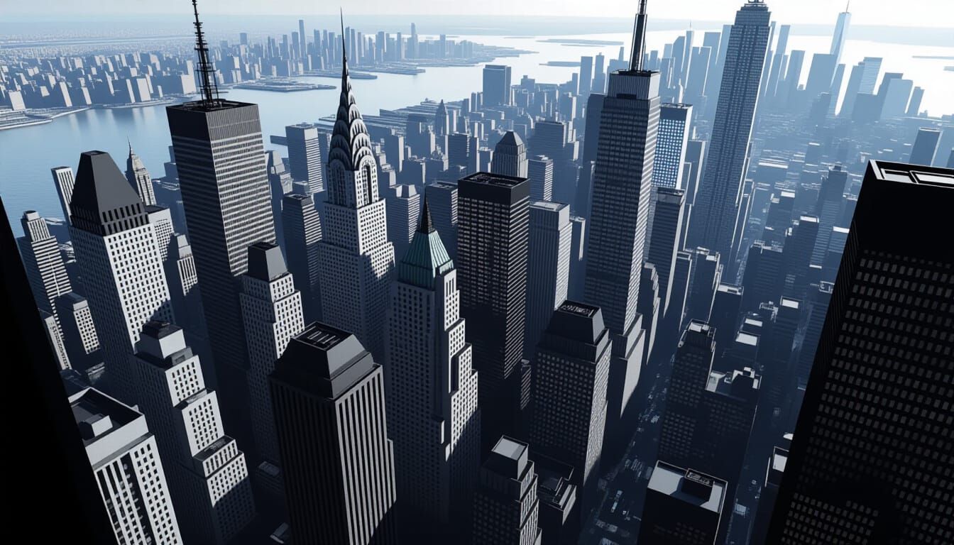 Film Noir New York City Bird's Eye View