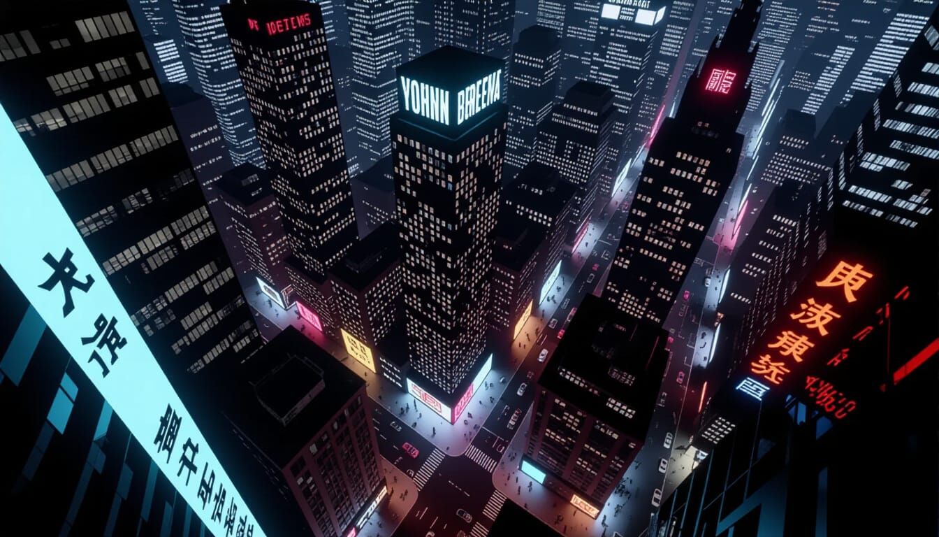 Film Noir New York Cityscape: Bird's Eye View