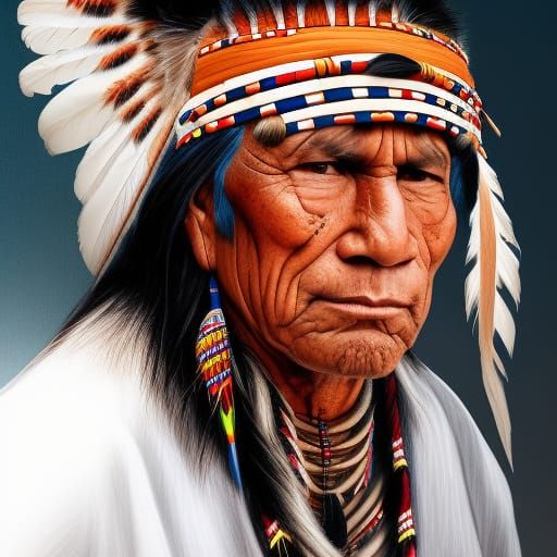 Detailed Portrait of a Native American Man