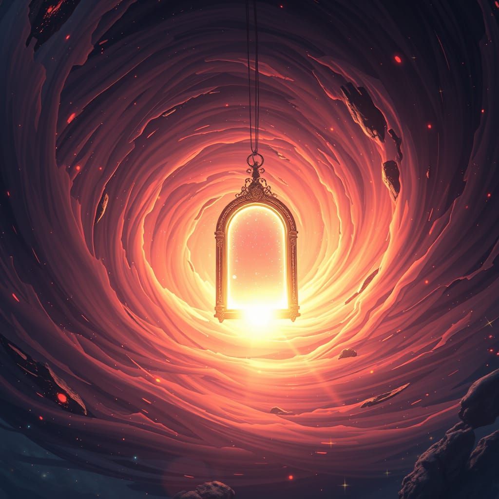 Anime Portal Door in Cosmic Energy Vortex