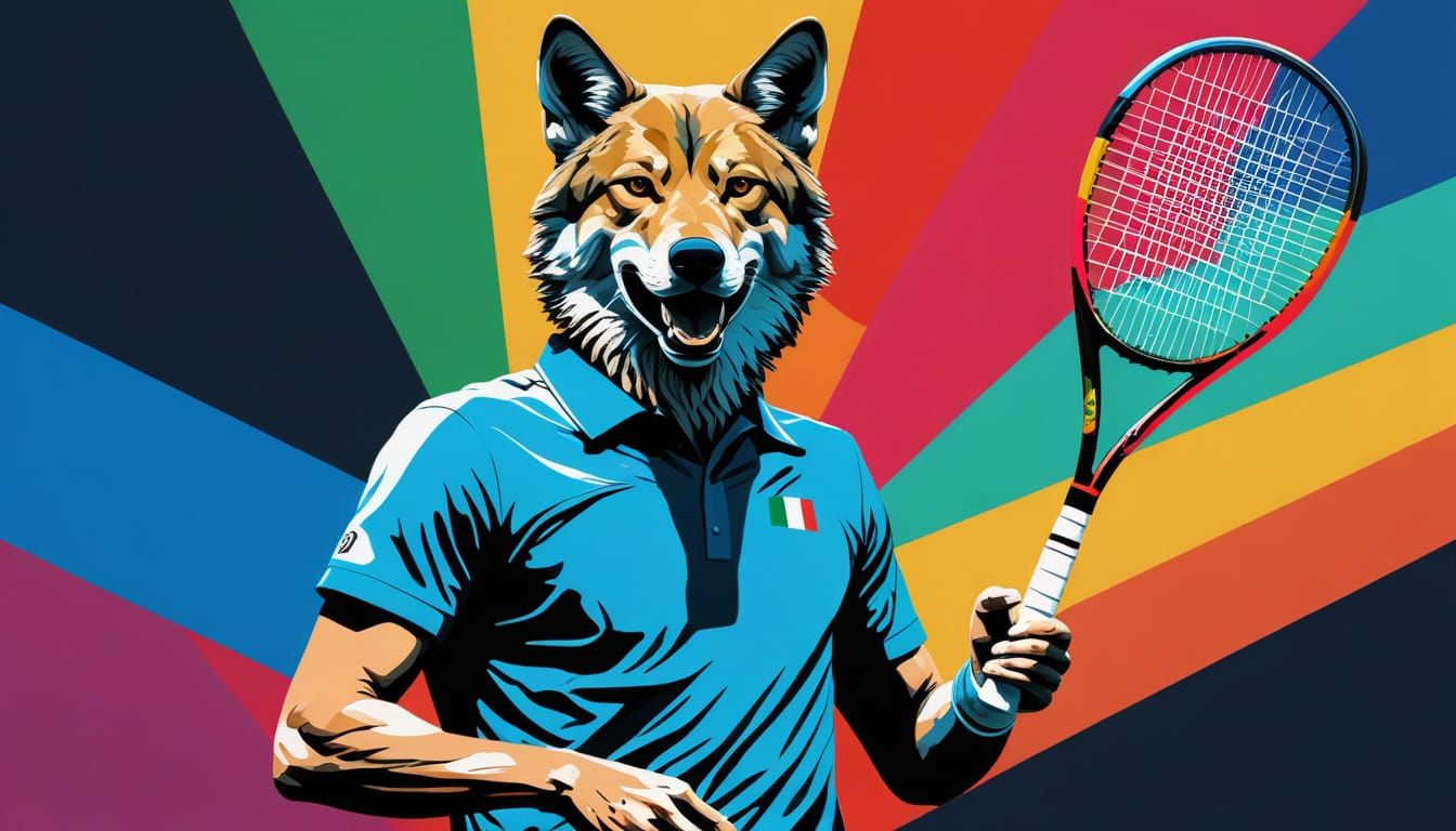 Jannik Sinner as Italian Wolf in Pop Art Style