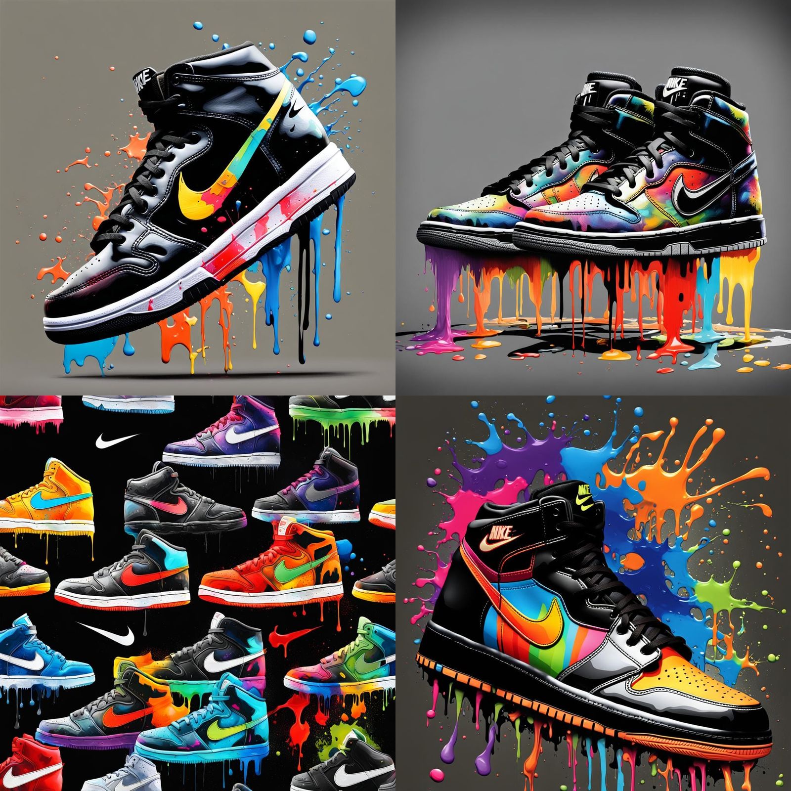 Nike Trainers in Graffiti Splash Art Style