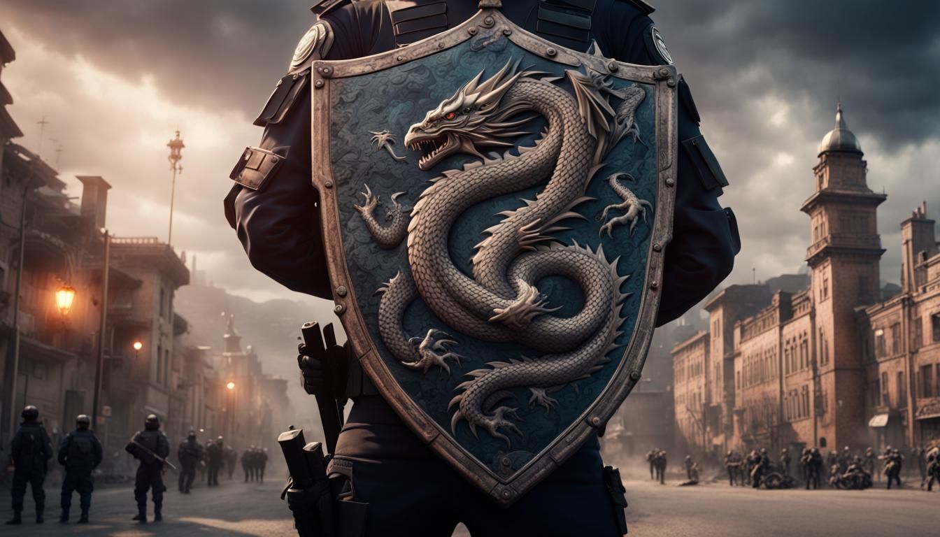 SWAT Commando with Dragon Shield: Digital Matte Painting