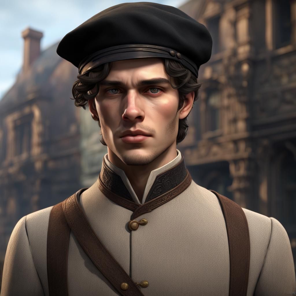 1860s Merchant Portrait in Detailed Matte Painting Style