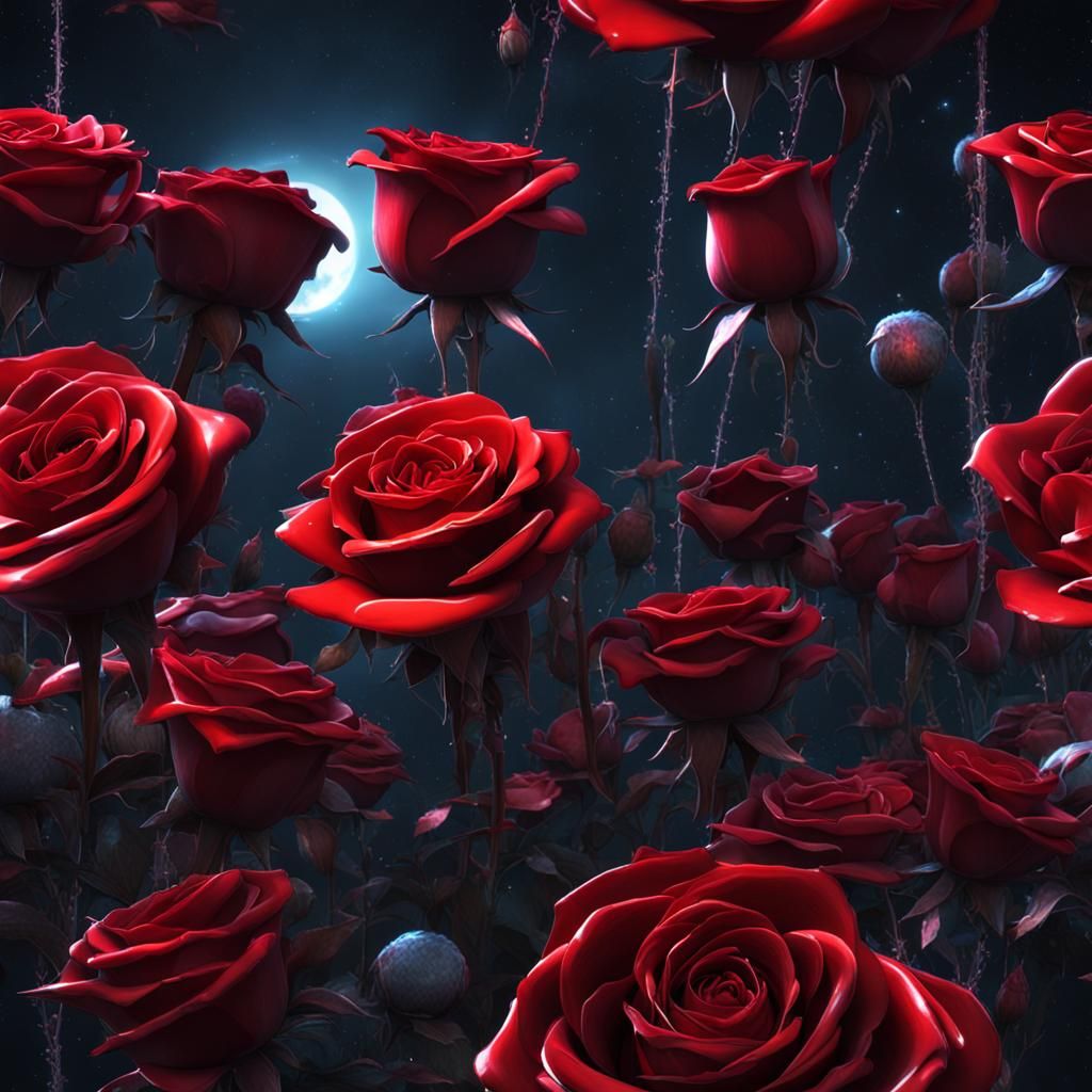Gothic Roses and Spines in Dark Space