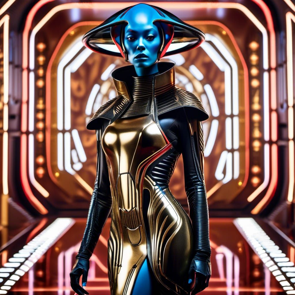 Alien Fashion Model in Biopunk Style