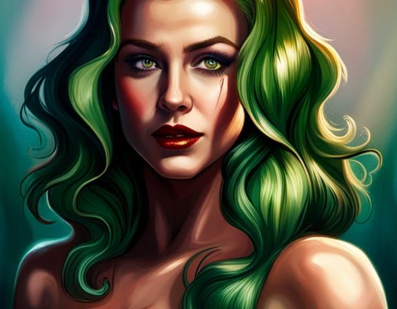 Hyperrealistic Poison Ivy Boudoir Portrait: Splash Art