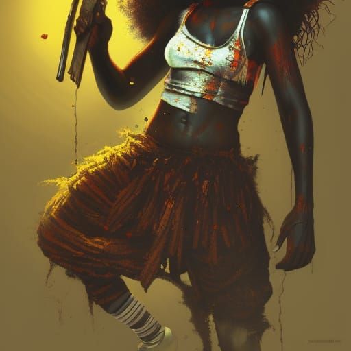 Scary African Clown Girl in Dark Fantasy Style