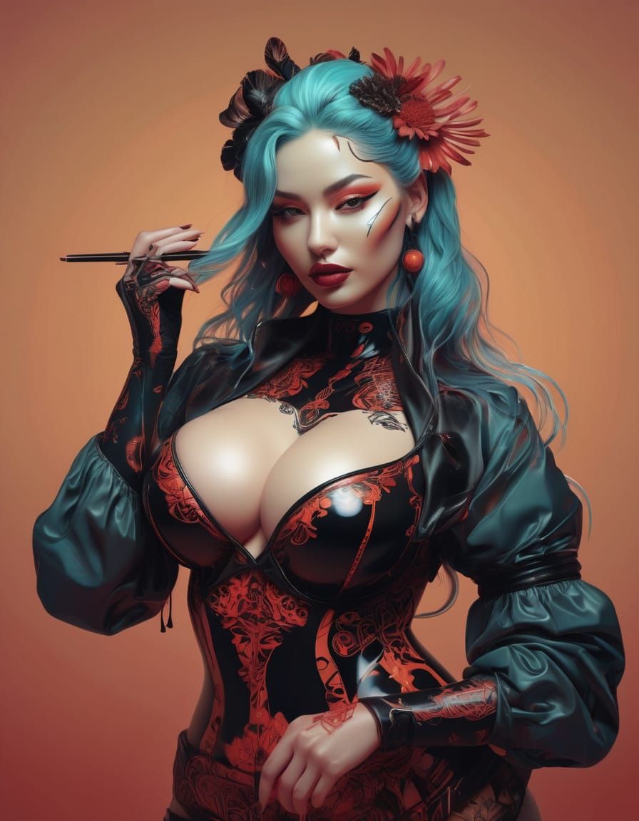 Sultry Goddess Relaxing on Twilight Beach in Neo-Noir Style