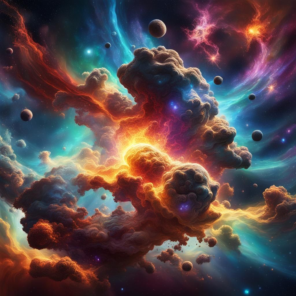 Hyperrealistic Space Nebula Splash Art