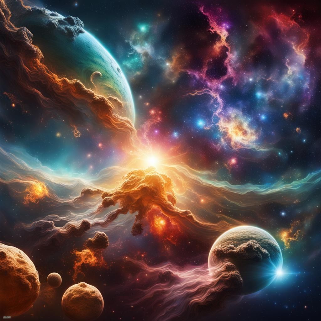 Hyperrealistic Space Nebula Splash Art