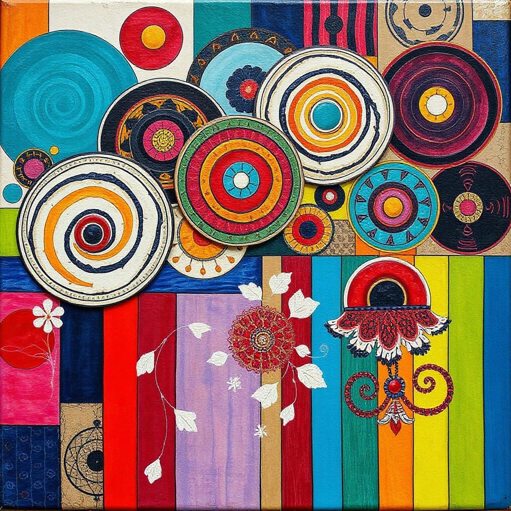 Vibrant Abstract Composition with Geometric Shapes and Organ...