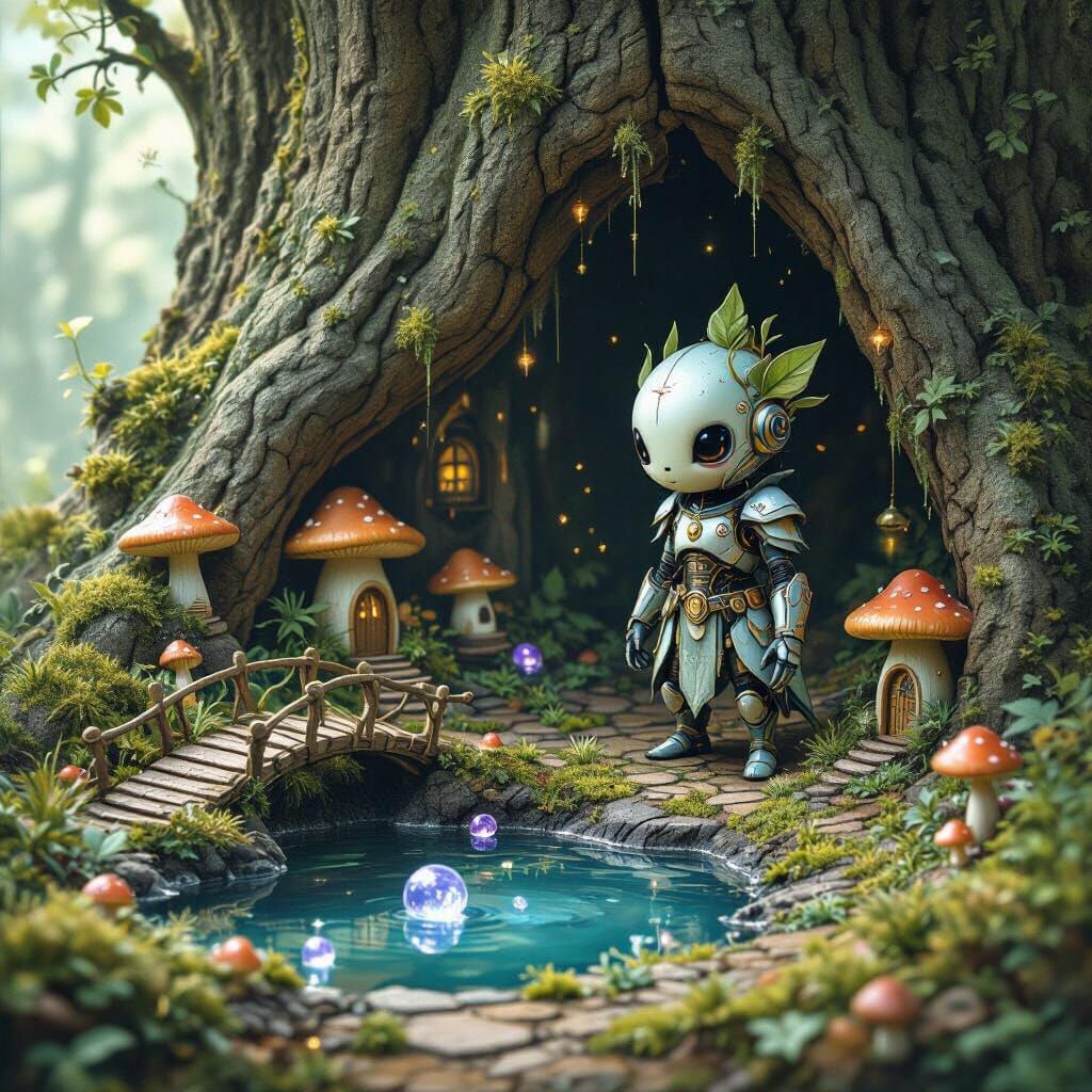 Enchanted Miniature World Inside Ancient Tree Trunk