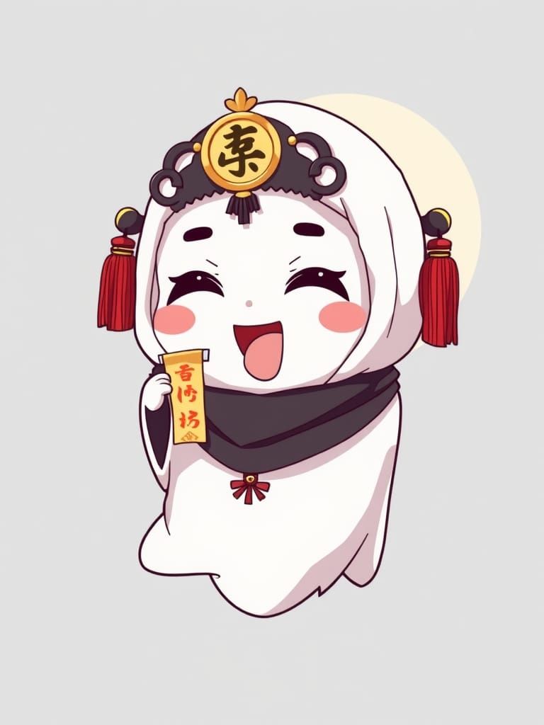 Adorable Chibi Jiangshi Ghost with Talisman