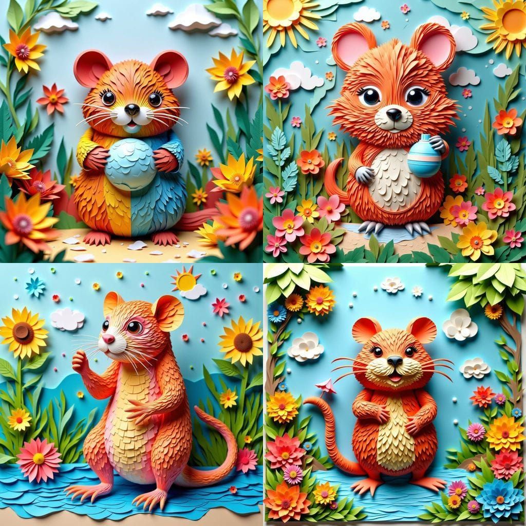 Mole with Water Bomb in Kirigami Paper Craft