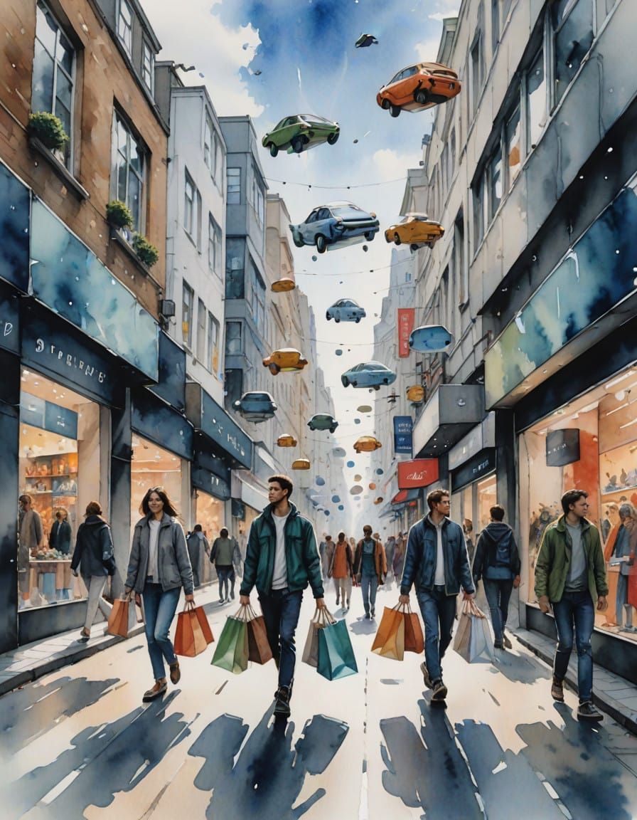 Futuristic Shopping District in a Cyberpunk Metropolis