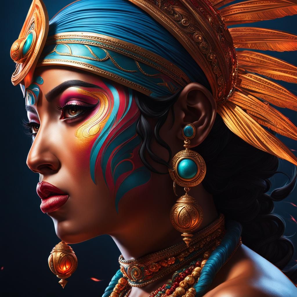 Hyperrealistic Kali Portrait in Splash Art Style
