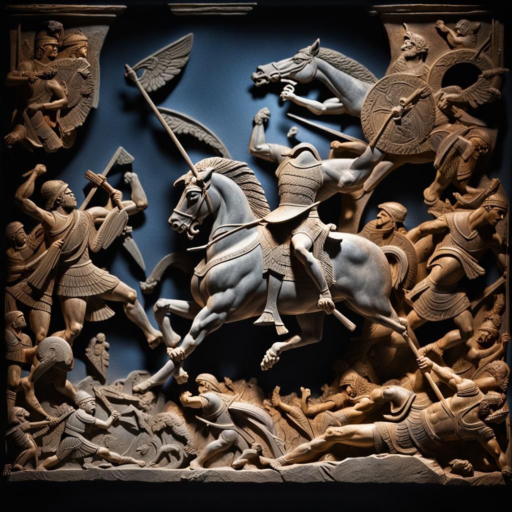 Ancient Greek Relief Carving: Battle of Marathon