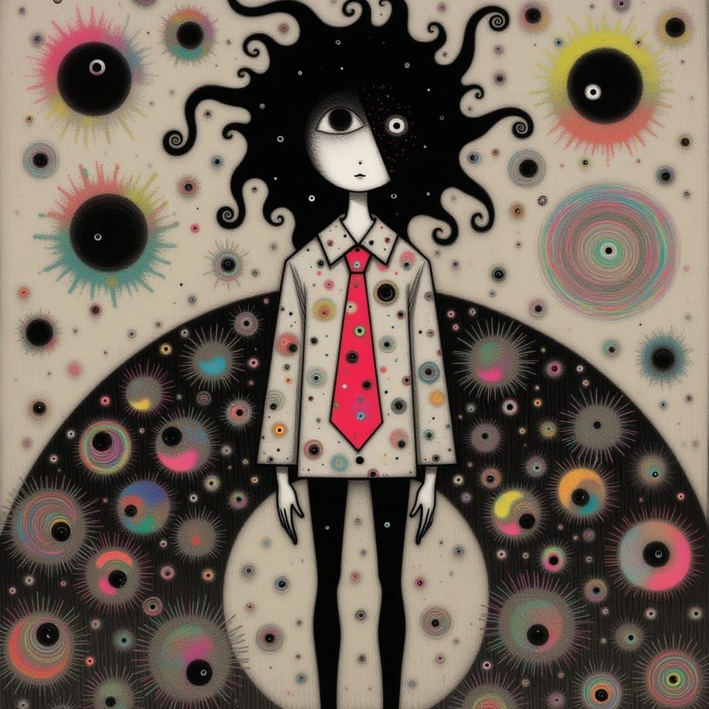 Surreal Harlequin Portrait in Multiple Art Styles