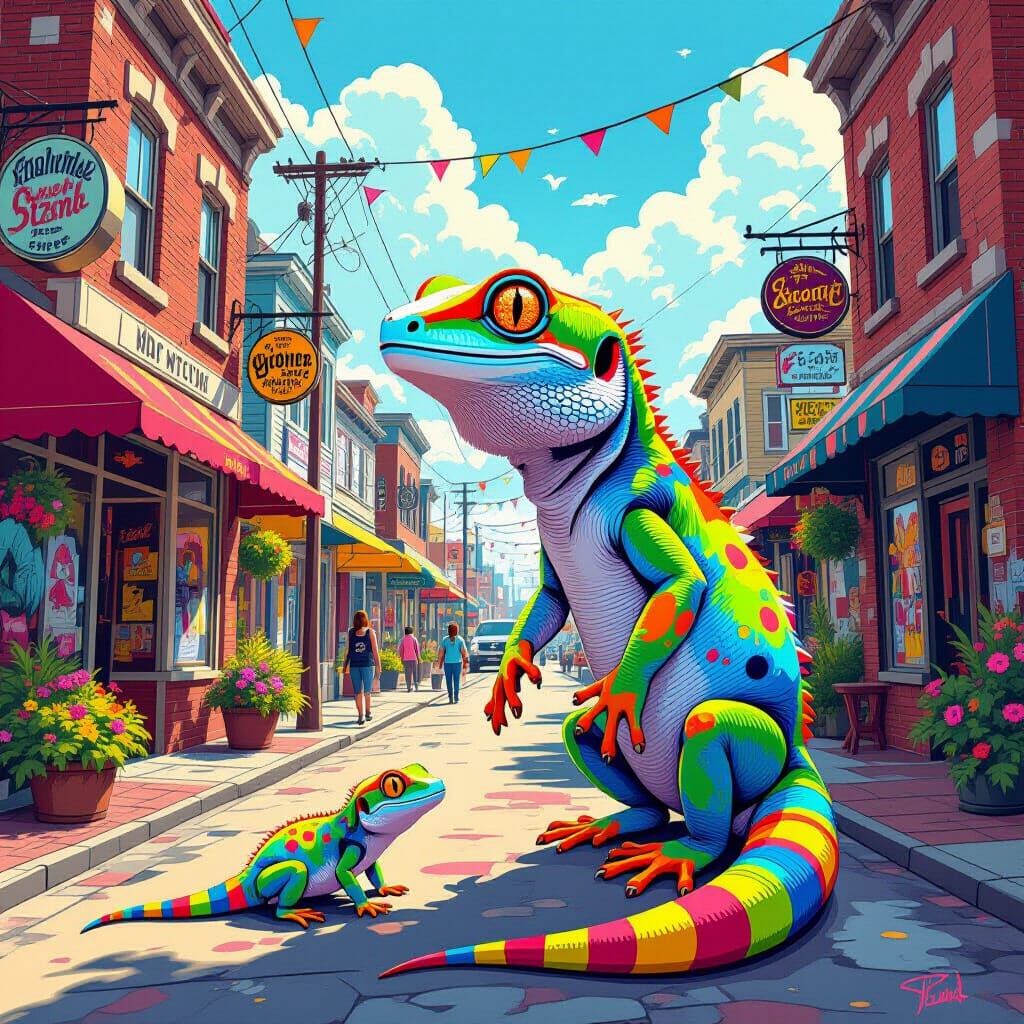 Vibrant Geckos in North Carolina Street Art