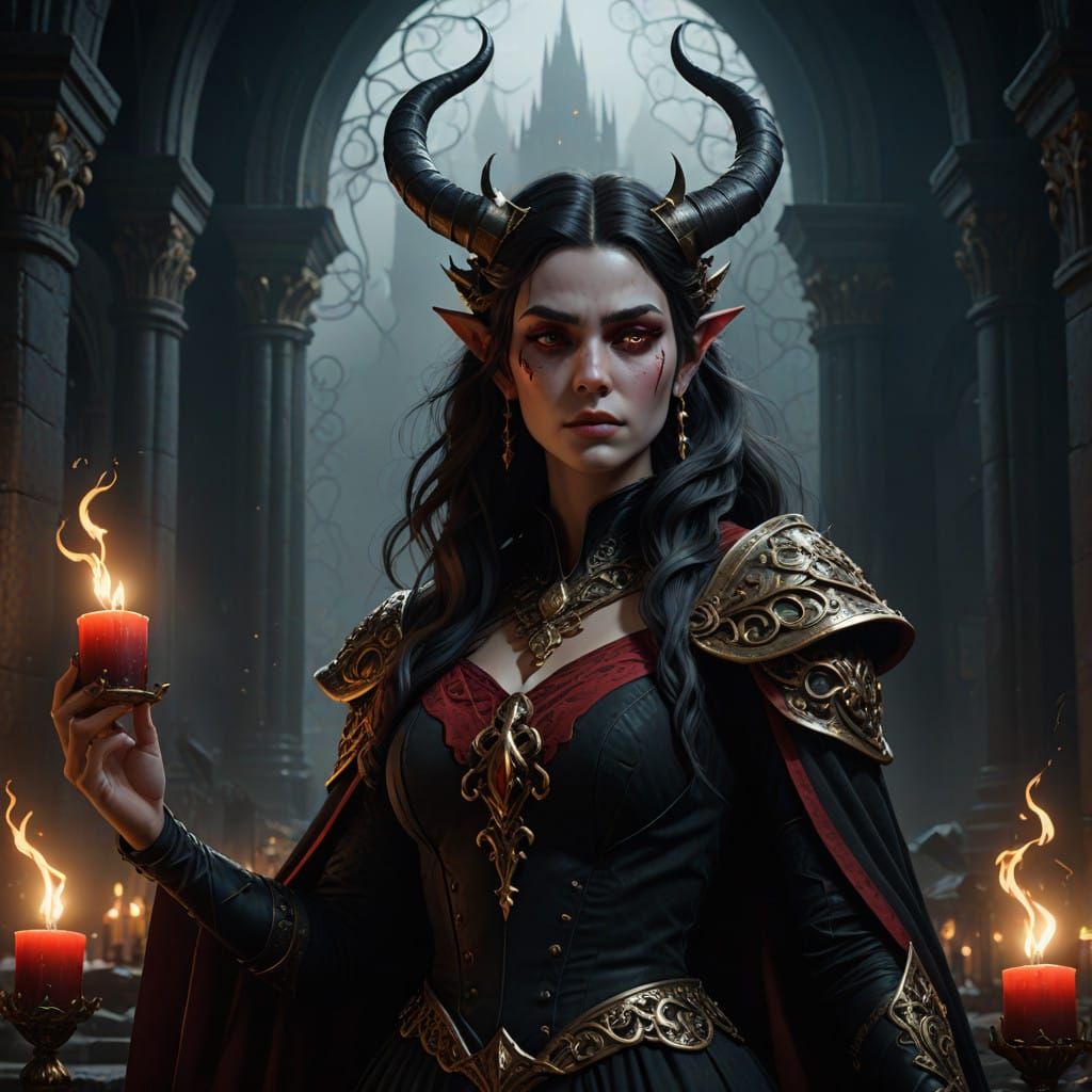 Mysterious Gothic Queen in Dark Velvet Splendor