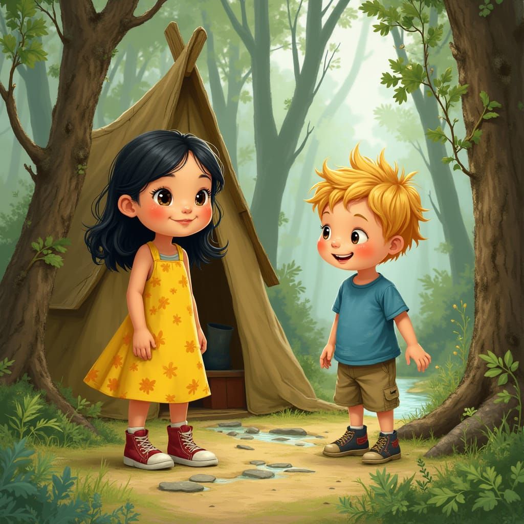 Children's Whimsical Forest Hut in Vibrant Colors