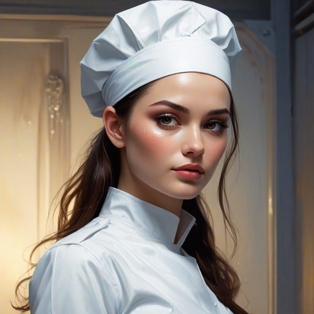 Nurse in White: Digital Watercolor Illustration