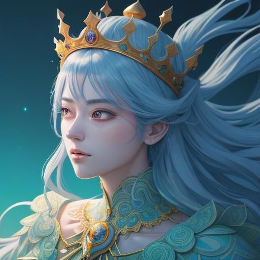 Anime Queen Balances Orb in Studio Trigger Style