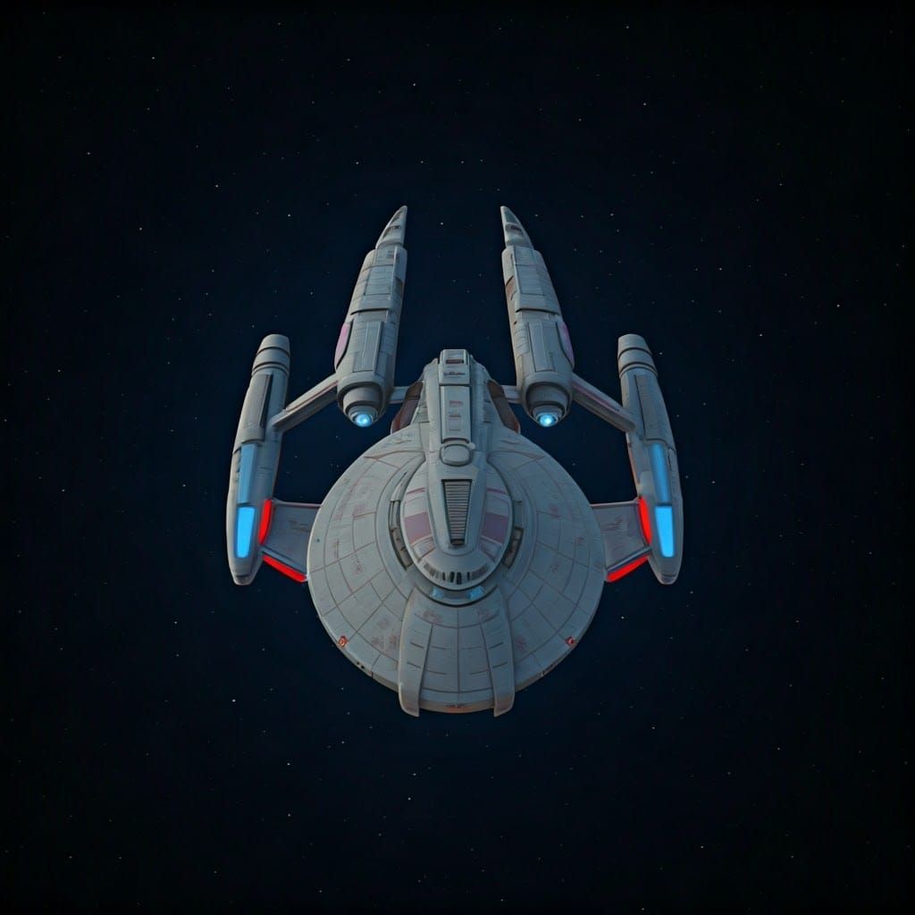 Top View of Three-Engine Alien Starship