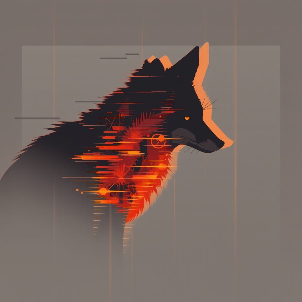 Glitchwave Fox in Vibrant Cyberwave Aesthetic