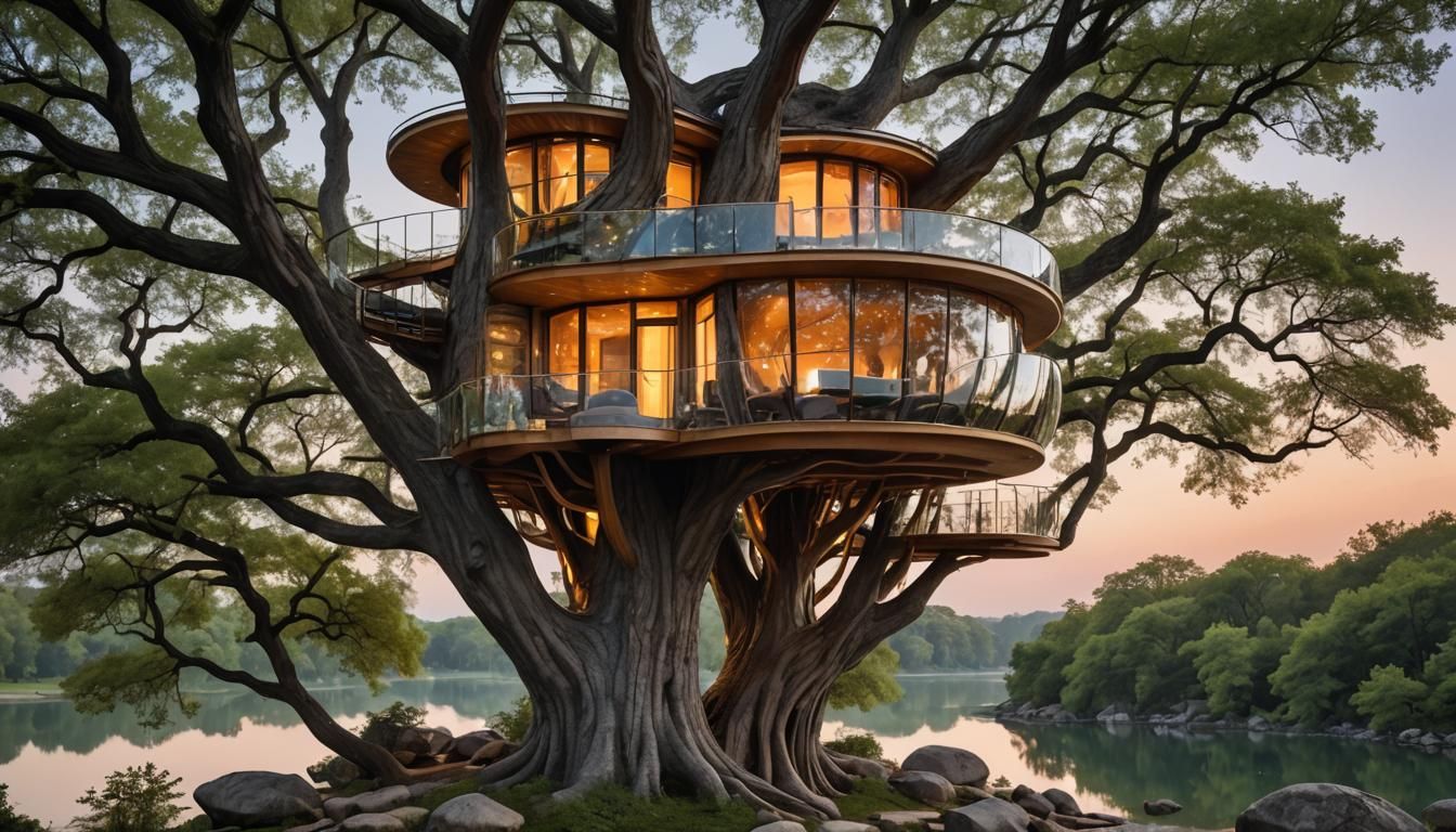 Futuristic Treehouse in Organic Architectural Style