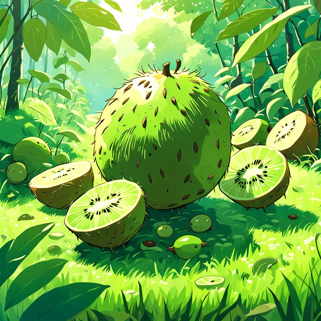 Kiwifruit in Studio Ghibli Anime Style