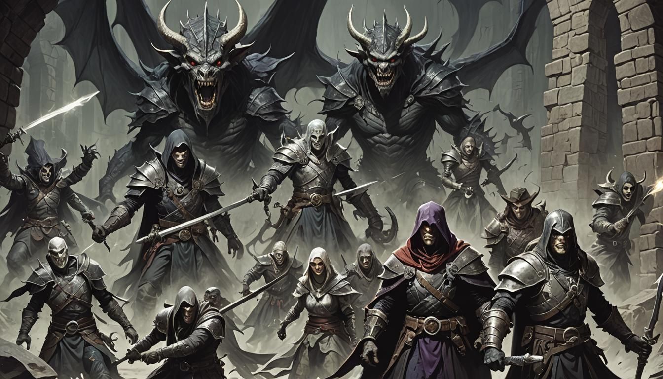 Sinister Dungeons and Dragons Scene, Fantasy Art