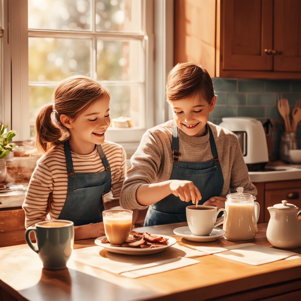 Cozy Mother's Day Morning in a Sunlit Kitchen