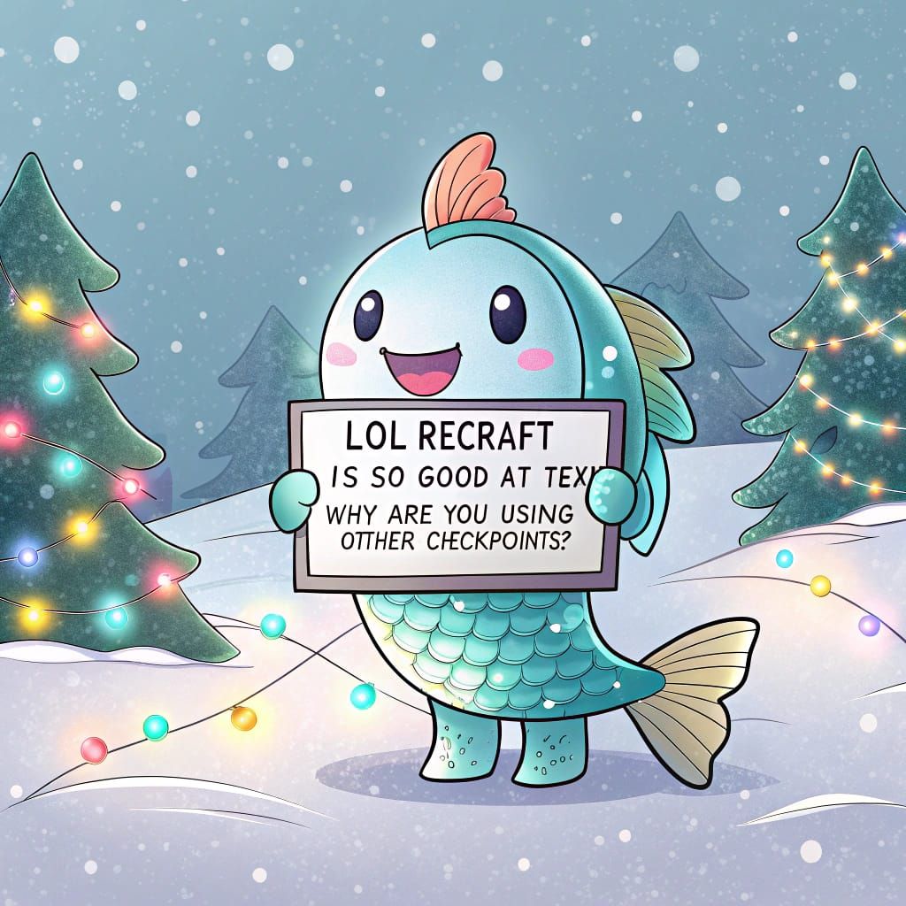 Bioluminescent Fish with Sign in Christmas Card Style