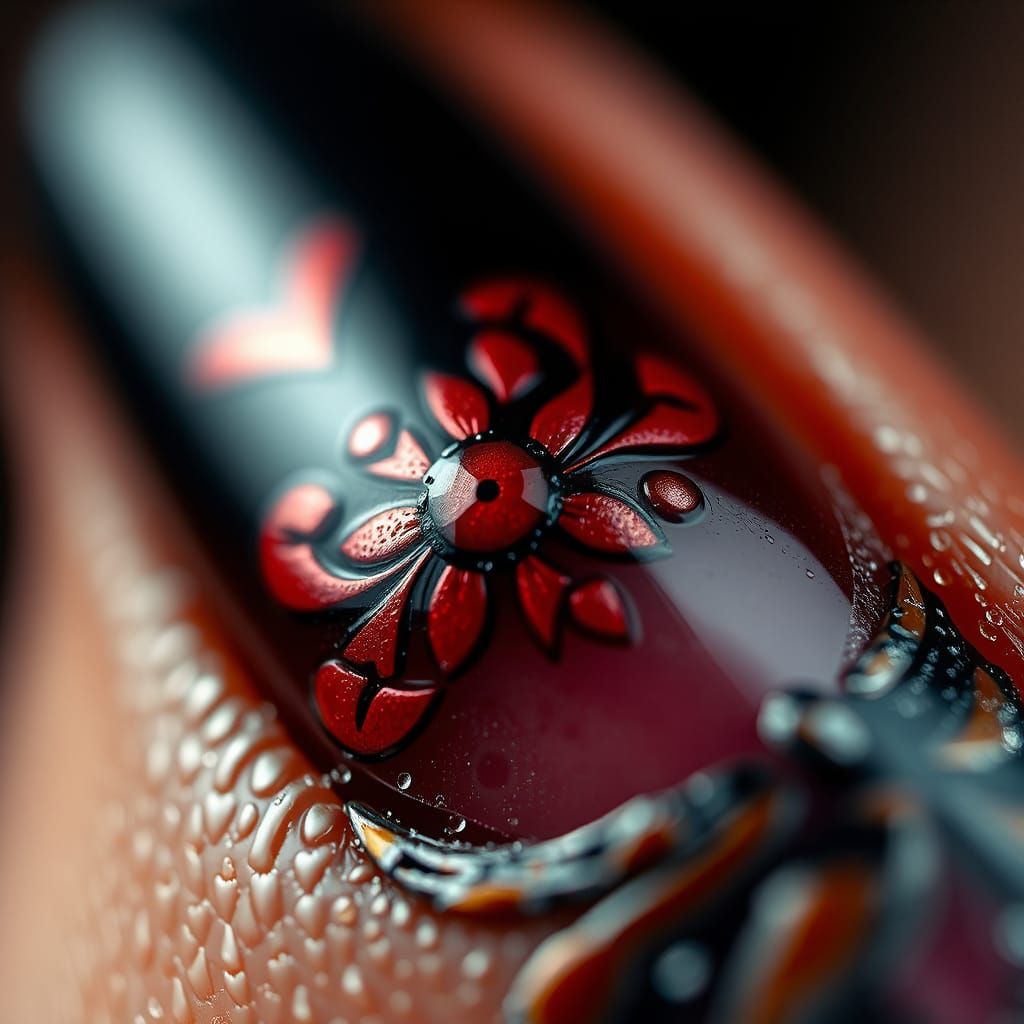Intricate Nail Art in Hyperrealistic HDR Detail