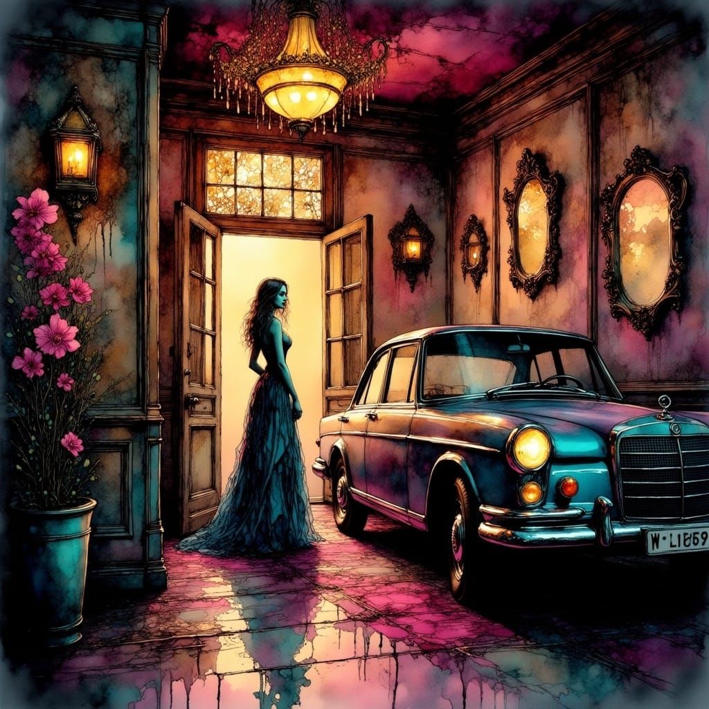 Eerie Hotel Lobby in a Dark, Gothic Style