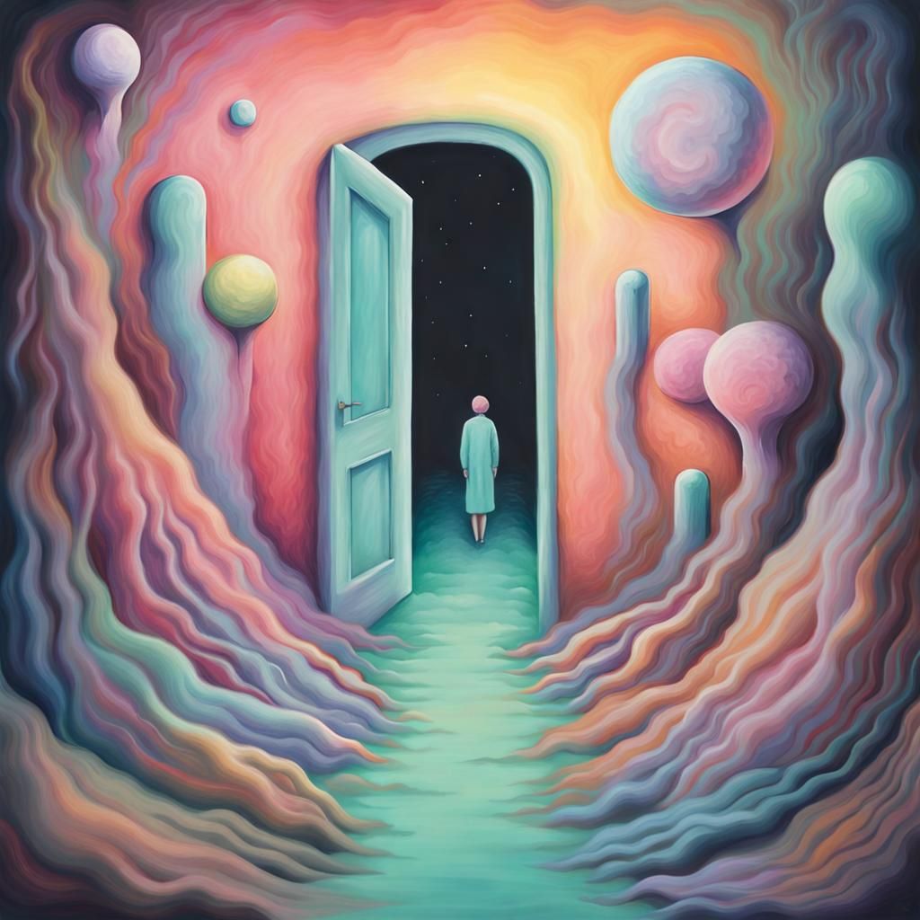 Whimsical Pastel Dreamscapes in Dark, Unexpected Landscapes