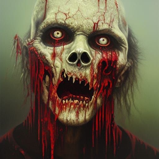 Zombie Horde in a Doomed World: Oil Painting