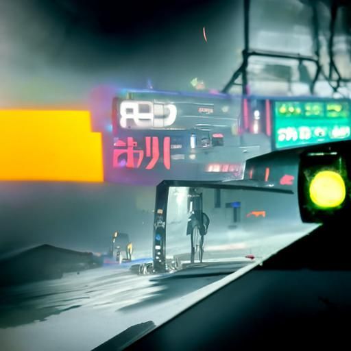 Cyberpunk Road in Neon City, 2099