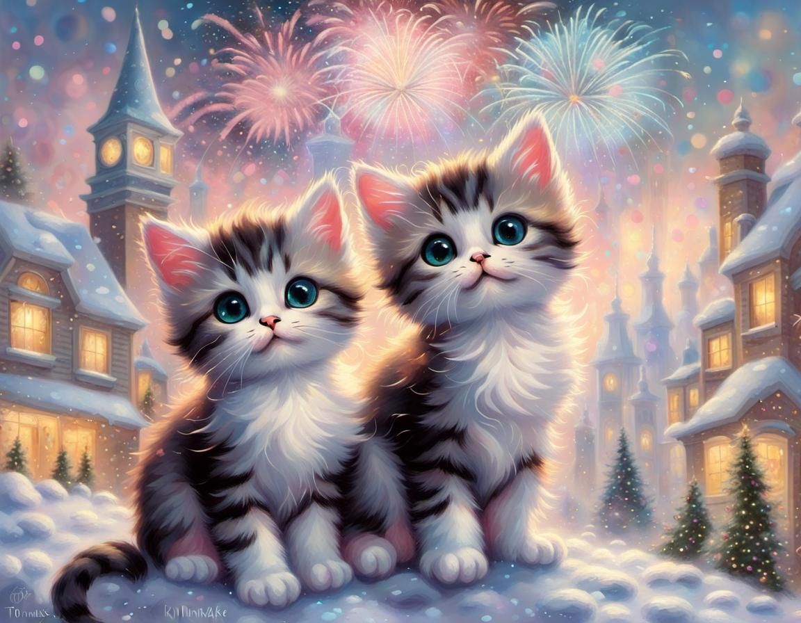 Kittens Celebrate New Year in Fantasy Style