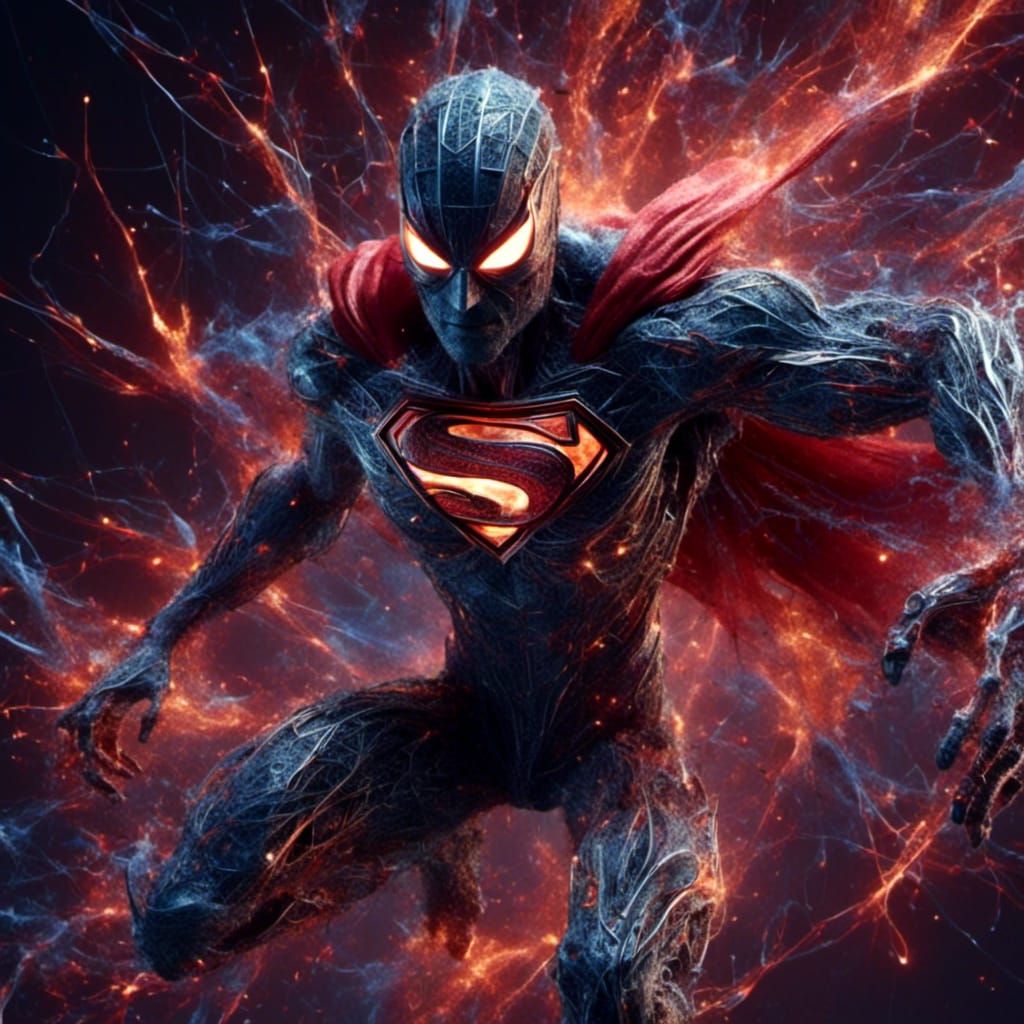 Superman Symbiote Concept Art in Vibrant 3D Digital Style