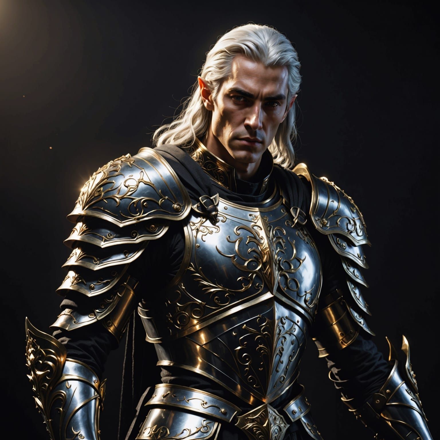 Heroic High Elf Paladin in Adamantine Armor