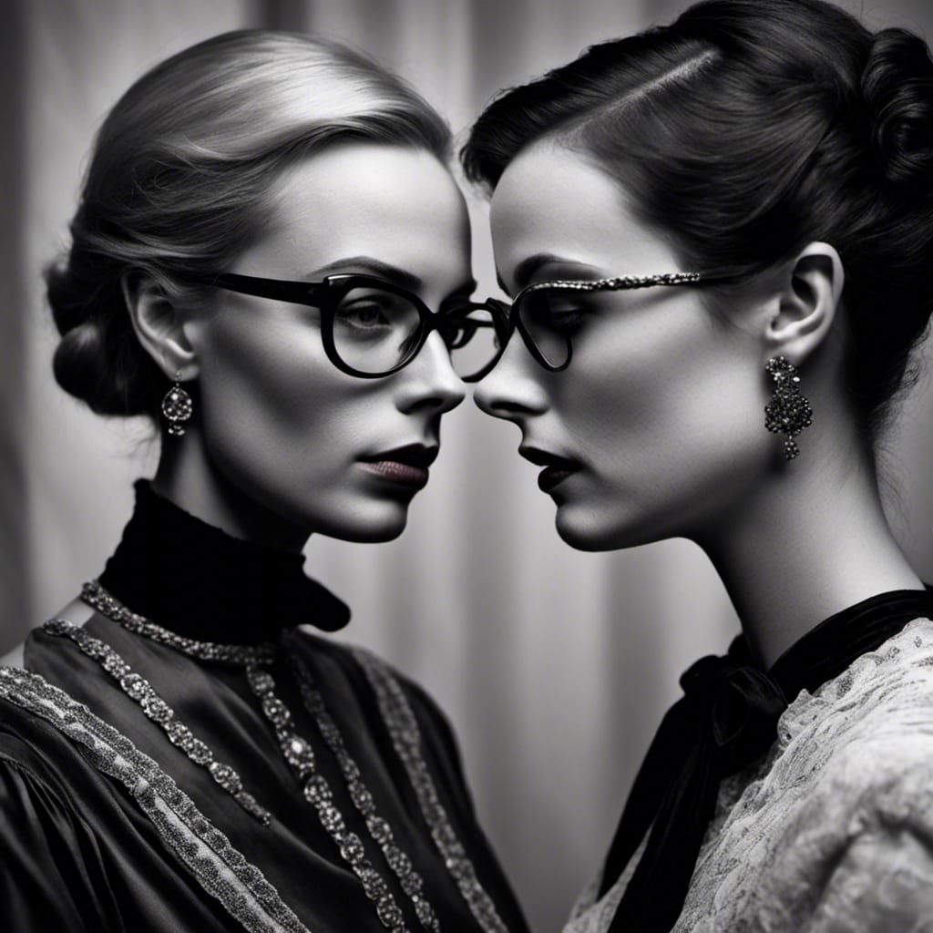 Film Noir Portrait of Two Elegant Women